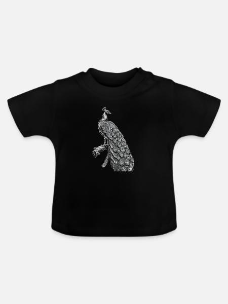 Pfauenspitze auf Schwarz - Baby Bio-T-Shirt mit Rundhals - Schwarz