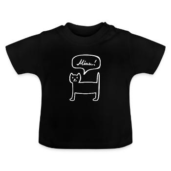 Miau Schmusekatze Katze Katzenfan Katzenliebe - Baby Bio-T-Shirt mit Rundhals - Schwarz - Vorne