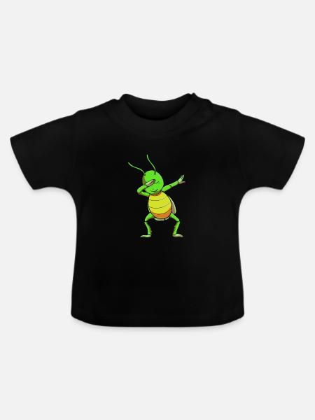 Grashüpfer Heuschrecke - Baby Bio-T-Shirt mit Rundhals - Schwarz