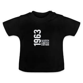 Mars 1963 édition limitée Année de naissance - T-shirt bio col rond Bébé - noir - Devant