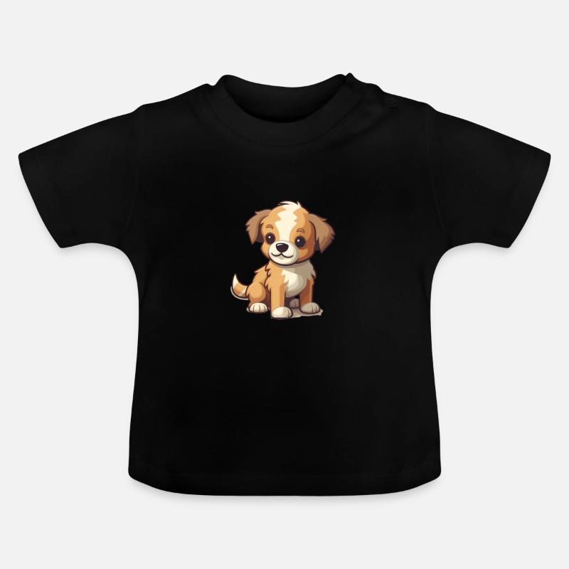 Chien mignon - T-shirt bio col rond Bébé - noir