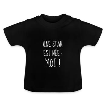 Bébé - Naissance - Grossesse - Papa - Maman - Baby - T-shirt bio col rond Bébé - noir - Devant