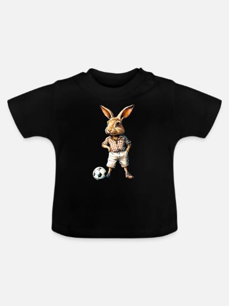Bunny Soccer / Soccer Bunny - Baby Organic T-Shirt with Round Neck - black