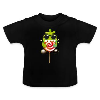 naschmonster lolli - Baby Bio-T-Shirt mit Rundhals - Schwarz - Vorne