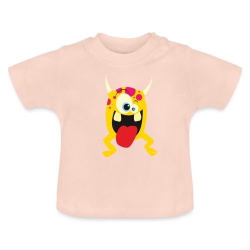 Monster Yellow - Baby biologisch T-shirt met ronde hals