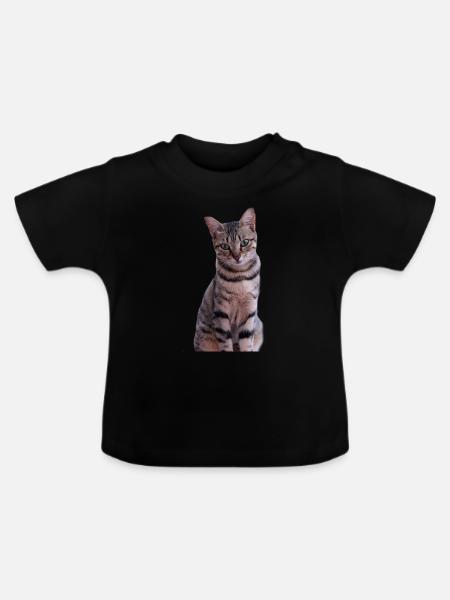 Katze Kätzchen - Baby Bio-T-Shirt mit Rundhals - Schwarz