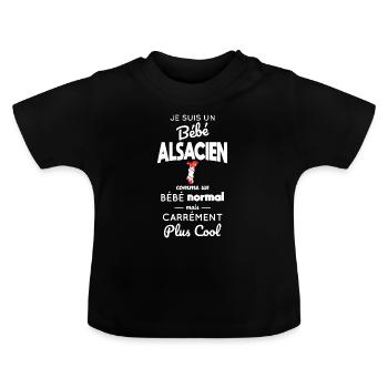 Alsatian Baby Like a Normal Baby but Cooler - Baby Organic T-Shirt with Round Neck - black - Front