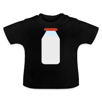 Milk Bottle, Milk Design - Baby Organic T-Shirt with Round Neck - black - Front