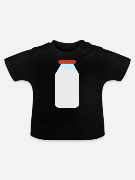 Milchflasche, Milchdesign - Baby Bio-T-Shirt mit Rundhals - Schwarz