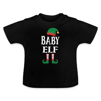 Weihnachten Baby Elf - Baby Bio-T-Shirt mit Rundhals - Schwarz - Vorne