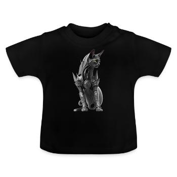 Cat in biomechanical armor - Baby Organic T-Shirt with Round Neck - black - Front