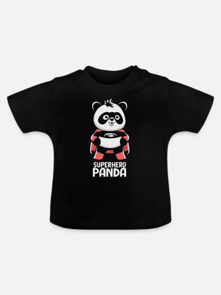 Superhelden Panda - Baby Bio-T-Shirt mit Rundhals - Schwarz