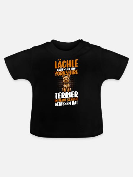 Hund Yorkshire Terrier - Baby Bio-T-Shirt mit Rundhals - Schwarz