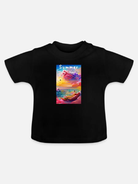 Sommertraum - Baby Bio-T-Shirt mit Rundhals - Schwarz