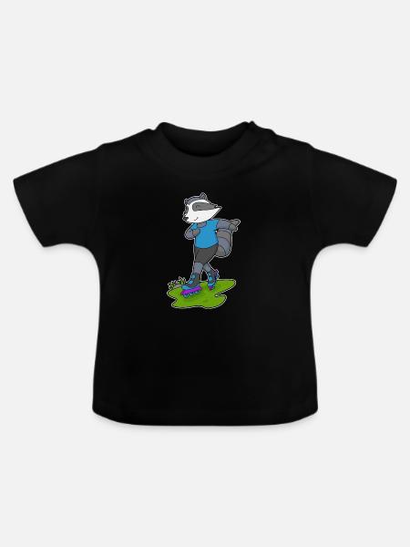 Waschbär Inline skating Inline skates - Baby Bio-T-Shirt mit Rundhals - Schwarz