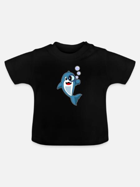 Delfin Detektiv Lupe - Baby Bio-T-Shirt mit Rundhals - Schwarz