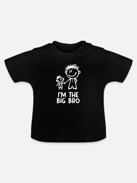 Großer Bruder Statement Bro Geschwisterliebe - Baby Bio-T-Shirt mit Rundhals - Schwarz