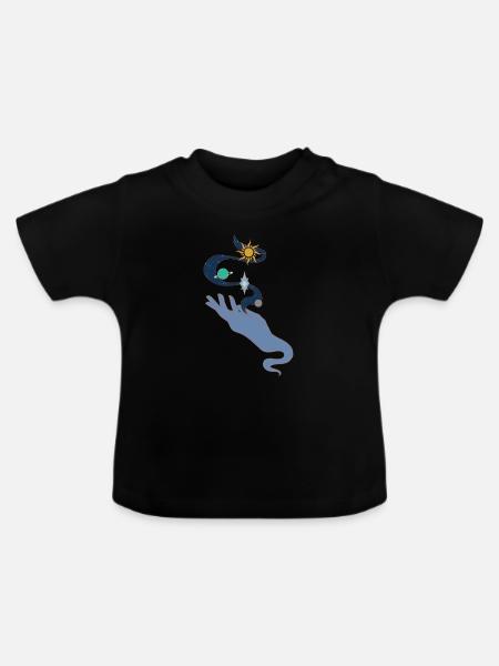 Universe in hand colour - Baby Bio-T-Shirt mit Rundhals - Schwarz