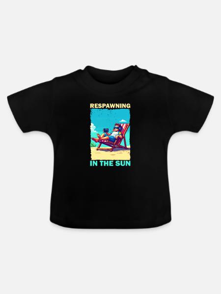 Pixelart Strandjugend mit Gaming-Elementen - Baby Bio-T-Shirt mit Rundhals - Schwarz