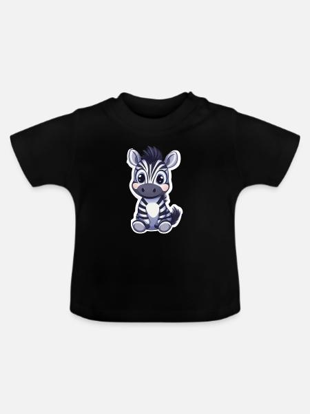 Zebra - Baby Bio-T-Shirt mit Rundhals - Schwarz