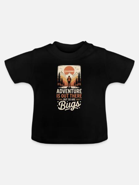 Bergabenteuer Wanderer im Sonnenuntergang - Baby Bio-T-Shirt mit Rundhals - Schwarz