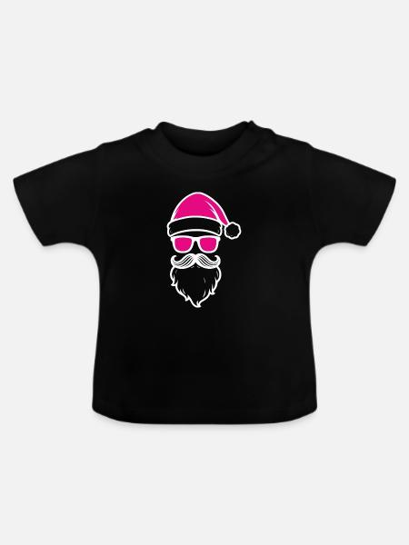 Pink Santa mit Sonnenbrillen - Baby Bio-T-Shirt mit Rundhals - Schwarz