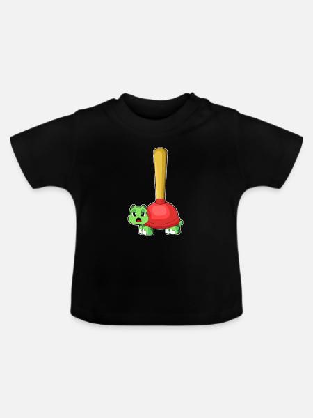 Schildkröte Pömpel - Baby Bio-T-Shirt mit Rundhals - Schwarz