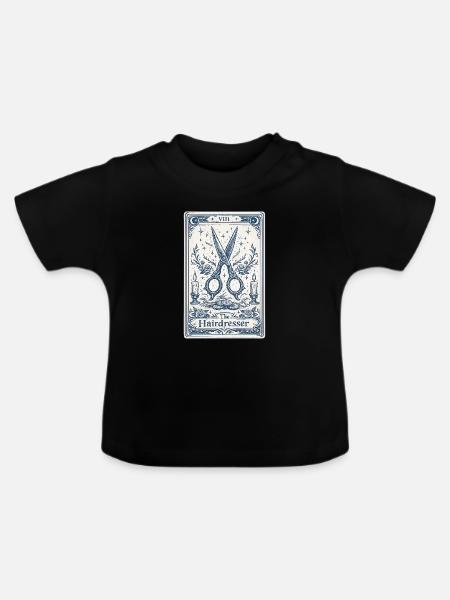 Friseur-Tarotkarten-Illustration - Baby Bio-T-Shirt mit Rundhals - Schwarz