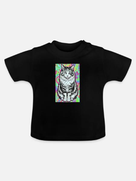 Katze - Baby Bio-T-Shirt mit Rundhals - Schwarz