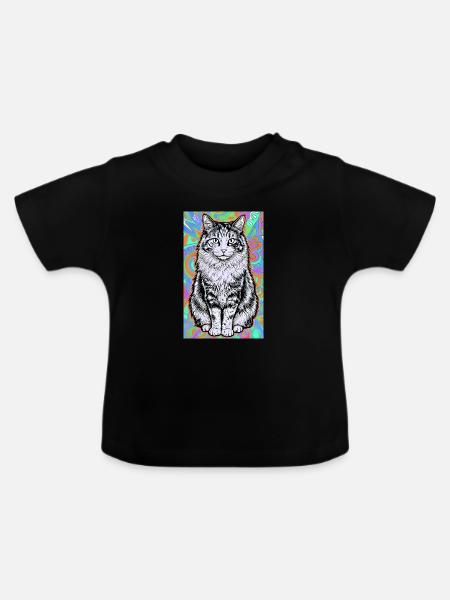 Katze - Baby Bio-T-Shirt mit Rundhals - Schwarz