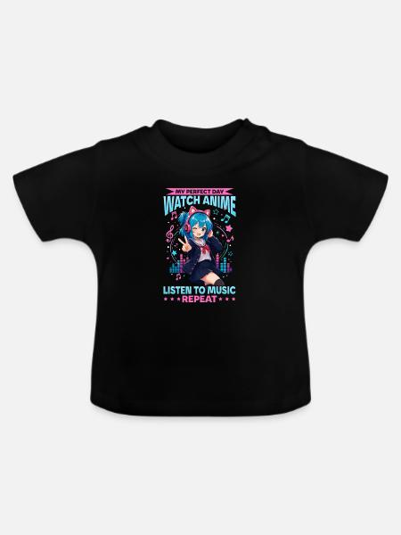 Anime and Music Chibi - Baby Bio-T-Shirt mit Rundhals - Schwarz