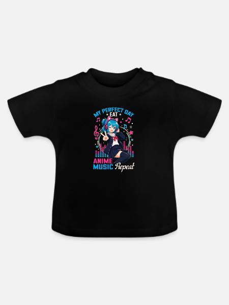 Anime and Music Chibi - Baby Bio-T-Shirt mit Rundhals - Schwarz