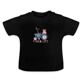 Lustiger Bauernhof - farm life - Baby Bio-T-Shirt mit Rundhals - Schwarz - Vorne
