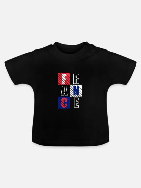 Frankreich - Baby Bio-T-Shirt mit Rundhals - Schwarz