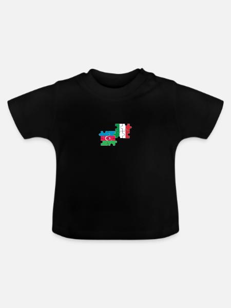 Aserbaidschan Italien Flagge - Baby Bio-T-Shirt mit Rundhals - Schwarz