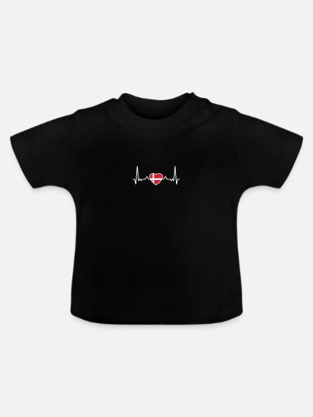 Dänemark Herzschlag Dänische Flagge Däne - Baby Bio-T-Shirt mit Rundhals - Schwarz