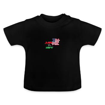 Libya, U.S., flag, American, Libyan - Baby Organic T-Shirt with Round Neck - black - Front