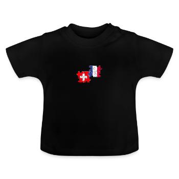 Suisse France Vintage Drapeau Suisse - T-shirt bio col rond Bébé - noir - Devant