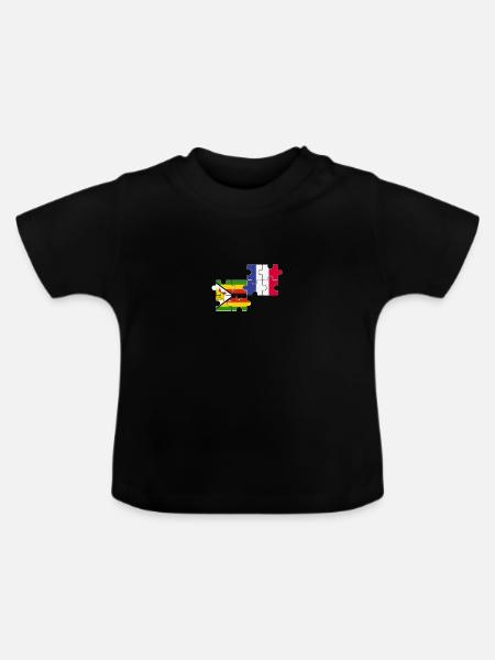 Simbabwe Frankreich Flagge Simbabwer - Baby Bio-T-Shirt mit Rundhals - Schwarz