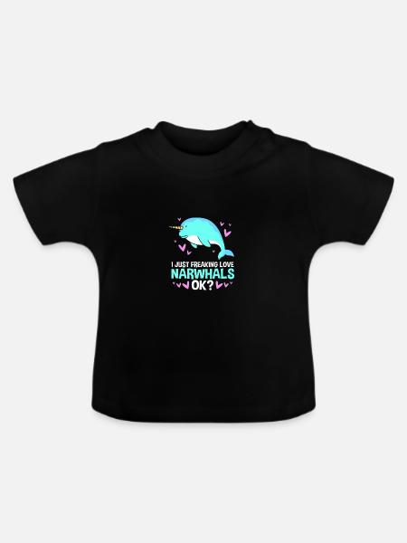 Narwal - Baby Bio-T-Shirt mit Rundhals - Schwarz