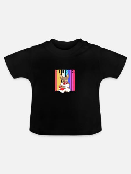 Rat Terrier - Baby Bio-T-Shirt mit Rundhals - Schwarz