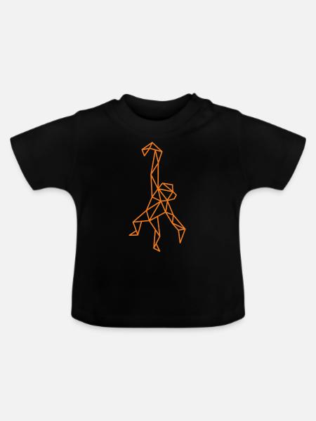 Affe Geometrisch Linie - Baby Bio-T-Shirt mit Rundhals - Schwarz