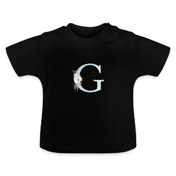 Monogramme G Floral personnalisable - T-shirt bio col rond Bébé - noir - Devant