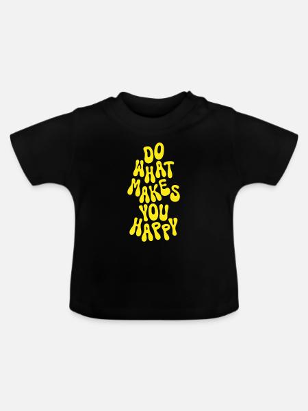 Do what makes you happy sonnengelb Spruch Retro - Baby Bio-T-Shirt mit Rundhals - Schwarz