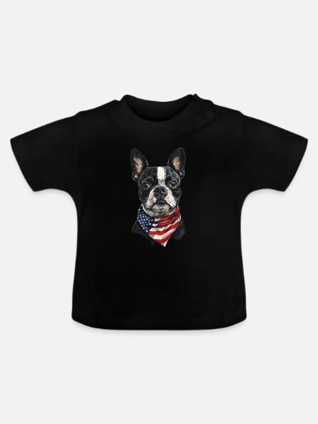 Boston Terrier - Baby Bio-T-Shirt mit Rundhals - Schwarz