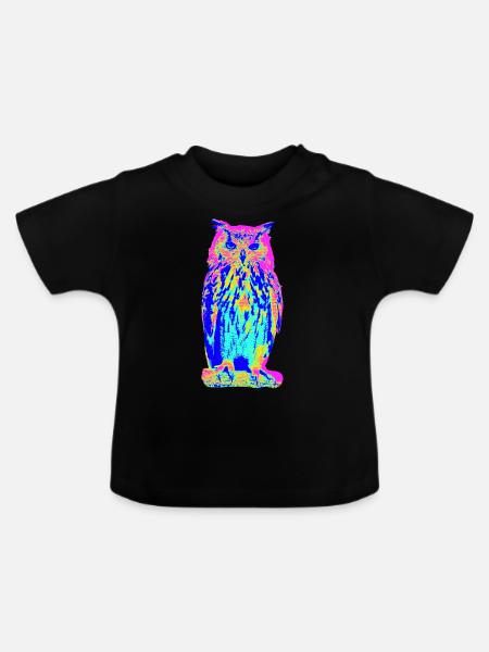 Uhu Eule - Baby Bio-T-Shirt mit Rundhals - Schwarz