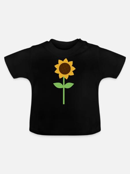 Sonnenblume - Baby Bio-T-Shirt mit Rundhals - Schwarz