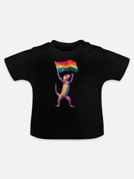 Gecko - Baby Bio-T-Shirt mit Rundhals - Schwarz