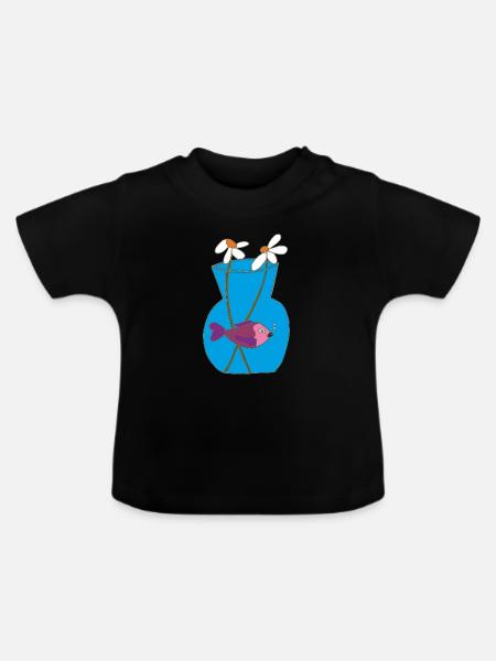 fisch im glas 3 - Baby Bio-T-Shirt mit Rundhals - Schwarz