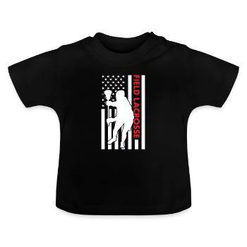 Sport Us Flag Field Lacrosse - Baby Bio-T-Shirt mit Rundhals - Schwarz - Vorne